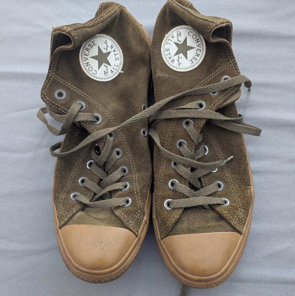 Converse High-Tops in Brown/Green Canvas